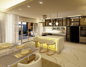 cozinha integrada com sala de jantar